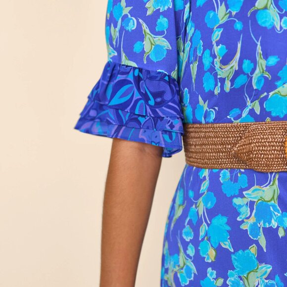 RIXO Blue Floral Mari Tiered Maxi Dress - Picture 4 of 12